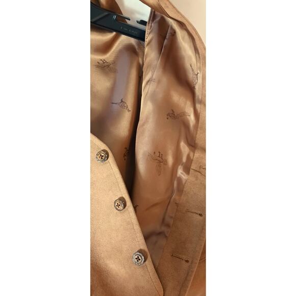 VNTG Westchester Suede Leather Men's Large Tan Vest for A.J. August - Picture 4 of 9